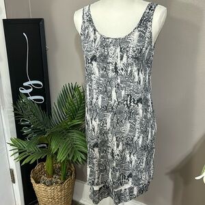 HEATHER animal reptile print silk sleeveless tank dress Women’s size Small